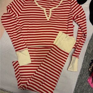 Victoria’s Secret Red and White Striped Thermal Pajama Set